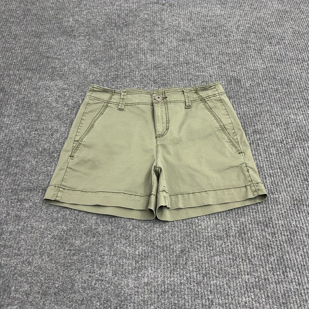 Faded Glory Shorts Womens 8 Green Cotton Spandex Stretch Cargo Casual Utility